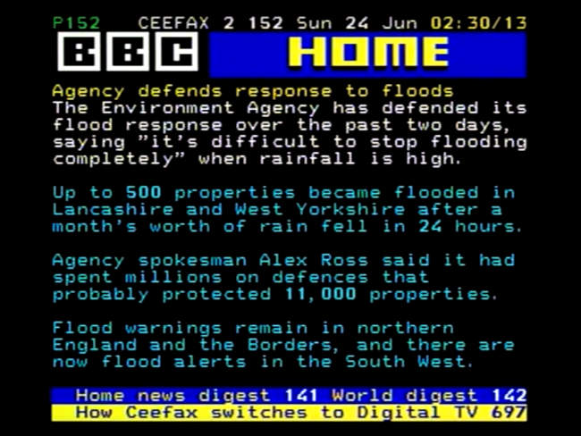 Pages from Ceefax