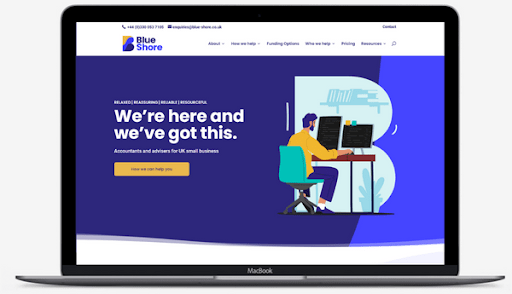 Blue Shore accountants desktop site